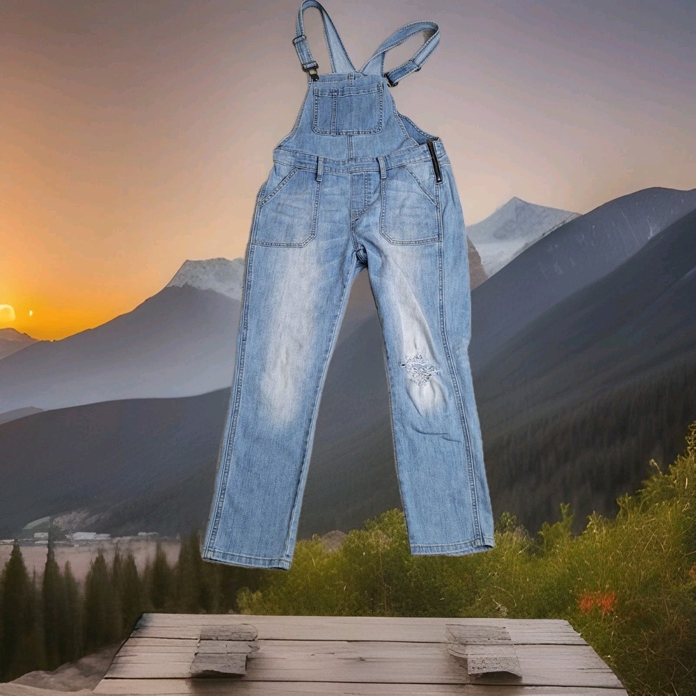 👖Gap Denim Overalls Women Small Indigo Cropped Side Zip Casual Boho Streetwear